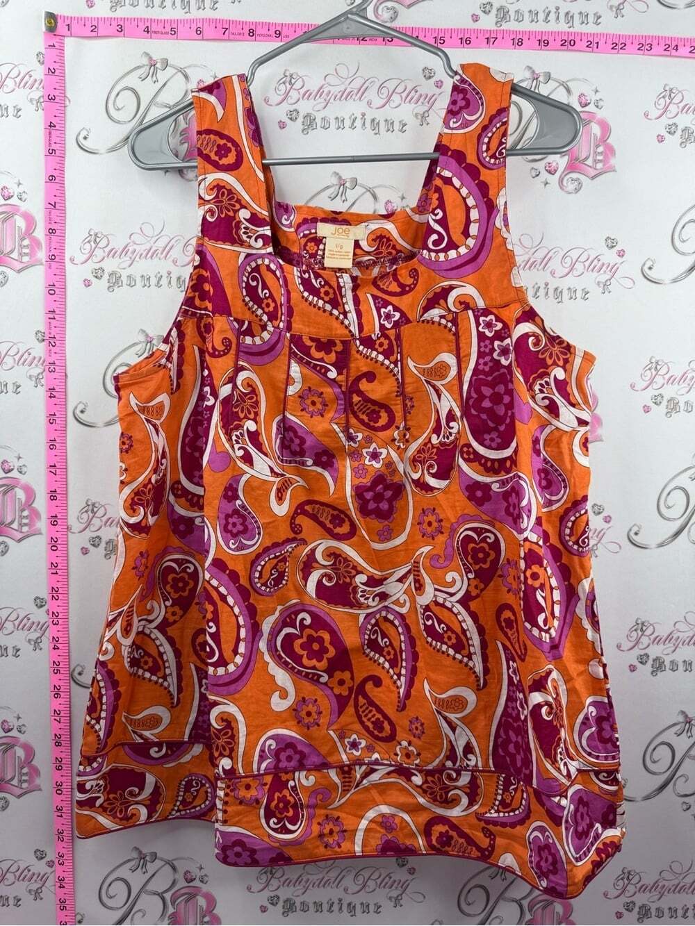Joe Fresh swirls funky top Orange and Magenta Paisley Sleeveless Tank